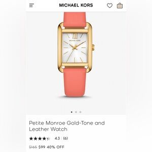 Michael Kors Petite Monroe Gold-Tone and Leather Watch